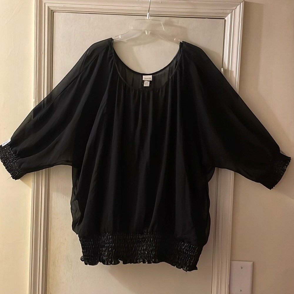 Venezia black layered peasant blouse​​​